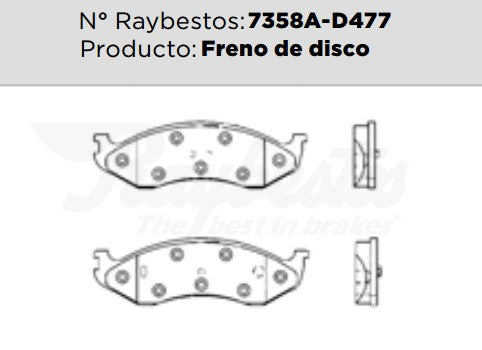 7358A-D477 Balatas Semimetálicas Delanteras para Jeep TJ 2000 RAYBESTOS