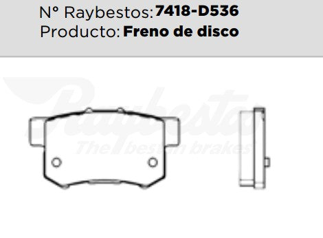 7418-D536 Balatas Cerámicas Traseras para Acura RDX 2010 RAYBESTOS