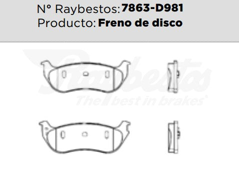 7863-D981 Balatas Cerámicas Traseras para Jeep TJ 2000 RAYBESTOS