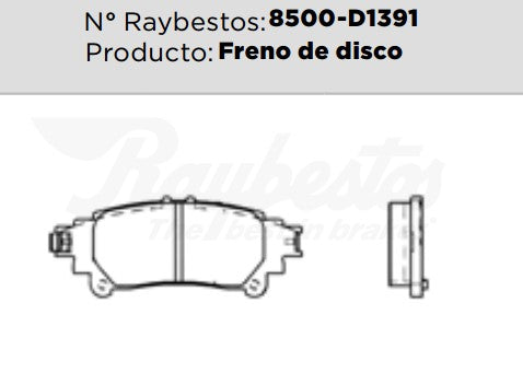 8500-D1391 Balatas Cerámicas Traseras para Lexus RX450h 2016 RAYBESTOS