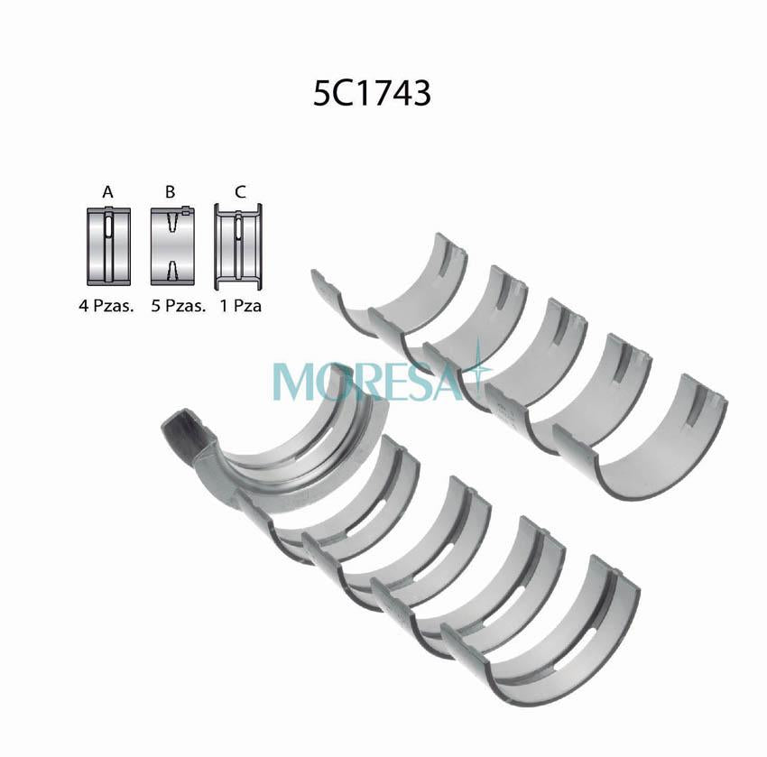 5C1743-010 Cojinetes de Bancada o Metales de Cigüeñal para Ford Courier 1979 MORESA