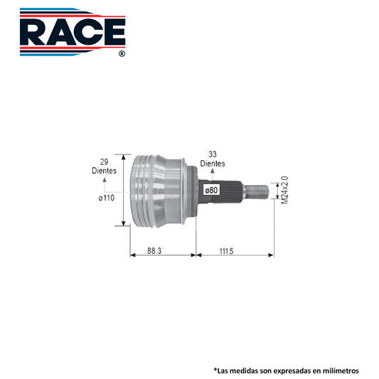 RR-9011 Junta Lado Rueda Transmisión Automática  Lado Derecho/Izquierdo 4WD para Chevrolet K2500 1995 RACE