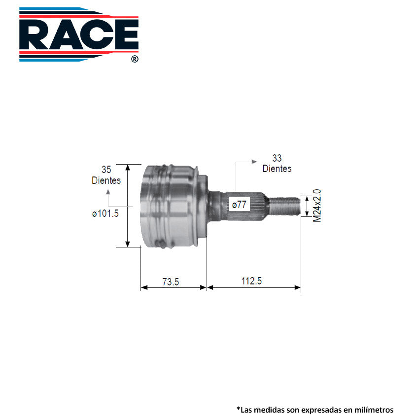 RR-9242 Junta Lado Rueda Transmisión Automática Lado Derecho/Izquierdo 4WD para GMC Jimmy 1995 RACE