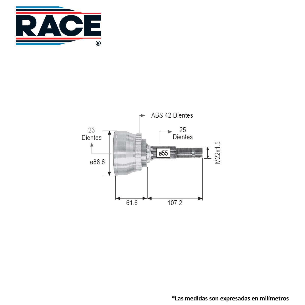 RR-9263 Junta Lado Rueda Transmisión Automática  Lado Derecho/Izquierdo FWD para Nissan Sentra 1998 RACE