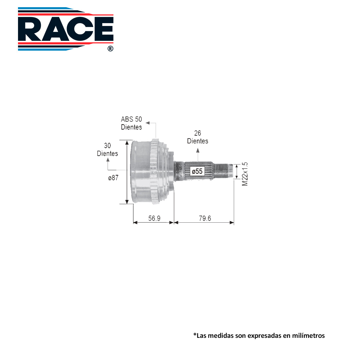 RR-9270 Junta Lado Rueda Transmisión Automática  Lado Derecho/Izquierdo c/ABS para Honda Civic 1998 RACE