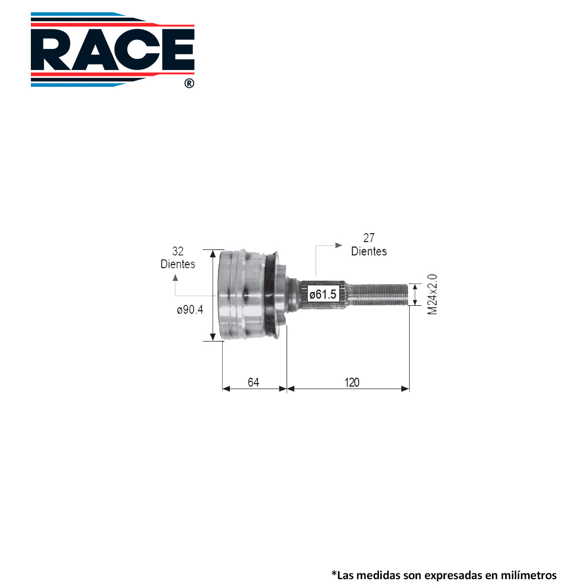 RR-9272 Junta Lado Rueda Transmisión Automática Lado Derecho/Izquierdo para Pontiac Trans Sport 1991 RACE