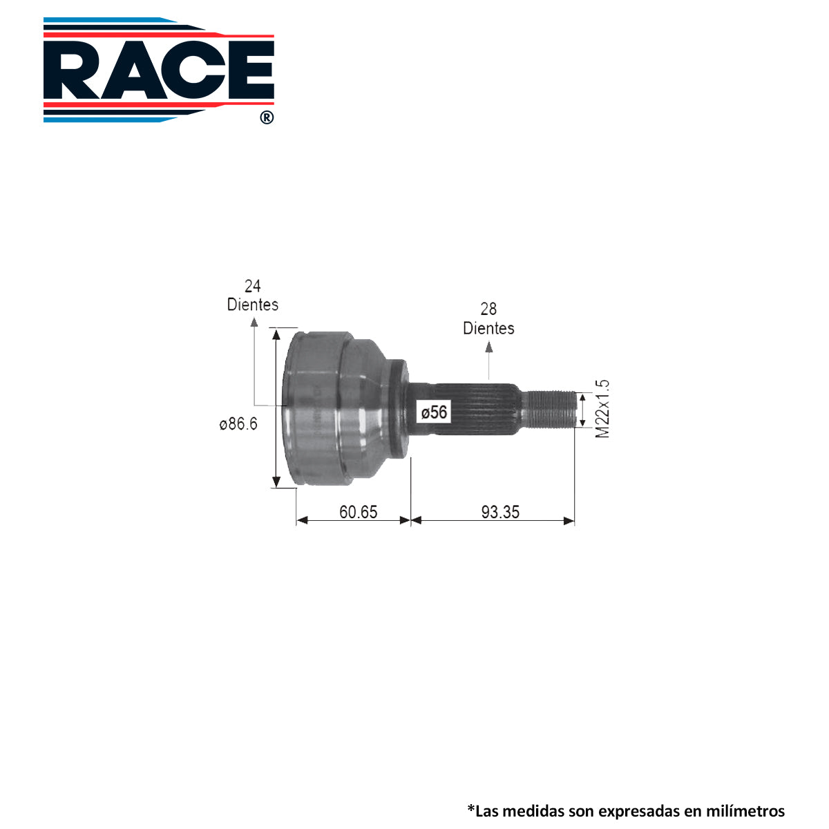 RR-9304 Junta Lado Rueda Transmisión Automática Lado Derecho/Izquierdo s/ABS para Ford Escape 2003 RACE
