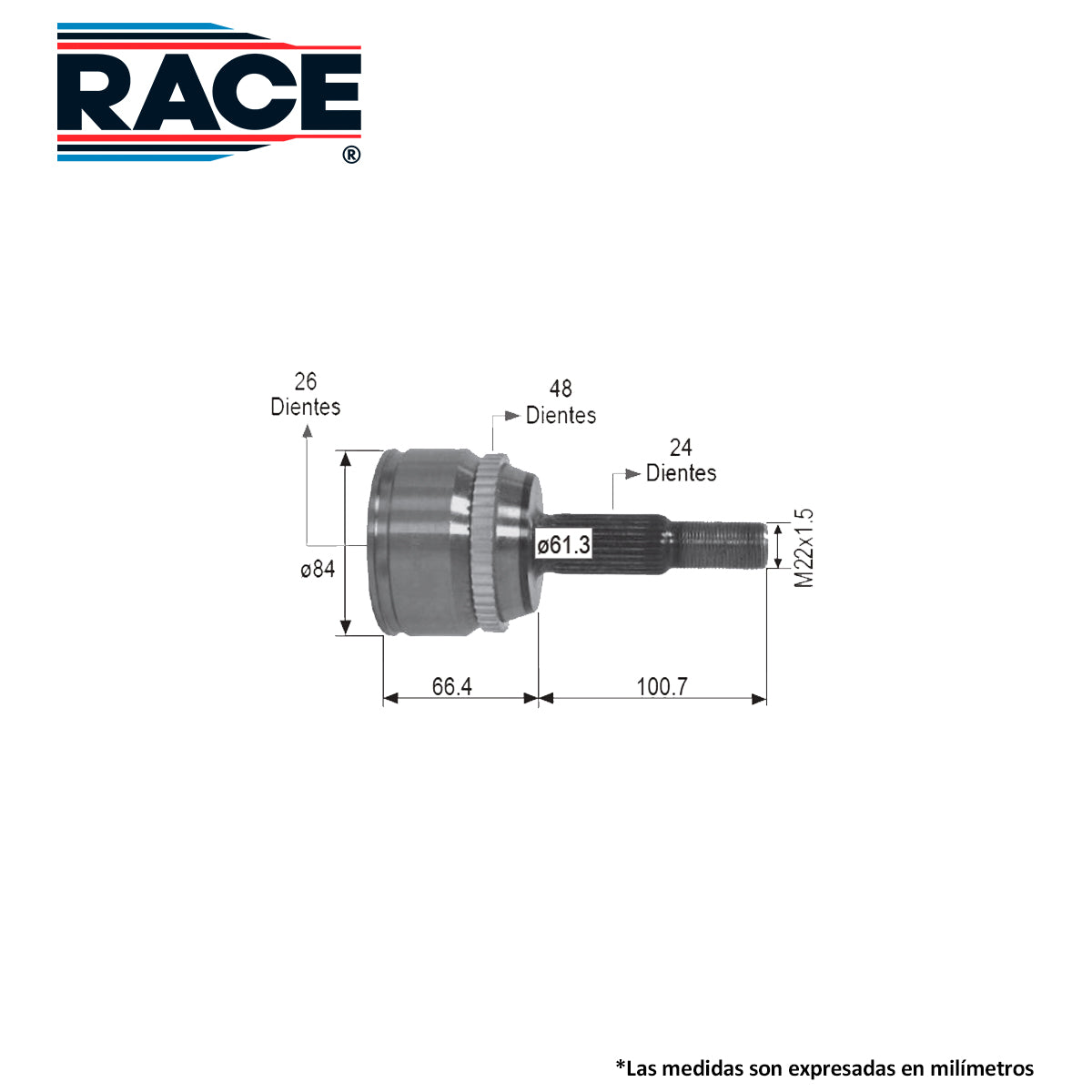 RR-9309 Junta Lado Rueda Transmisión Automática  Lado Derecho/Izquierdo c/ABS para Toyota Camry 2003 RACE