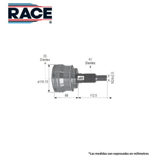 RR-9317 Junta Lado Rueda Transmisión Automática  Lado Derecho/Izquierdo 4WD para GMC Yukon XL 2500 2008 RACE