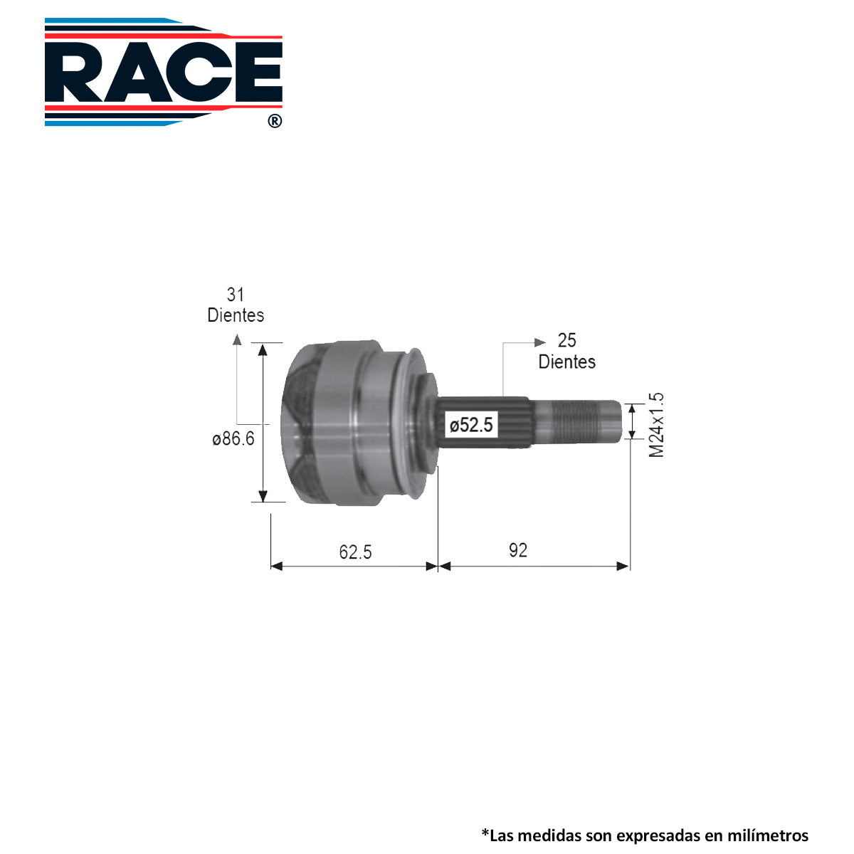 RR-9427 Junta Lado Rueda Transmisión Manual  Lado Derecho/Izquierdo para Chevrolet Sonic 2016 RACE