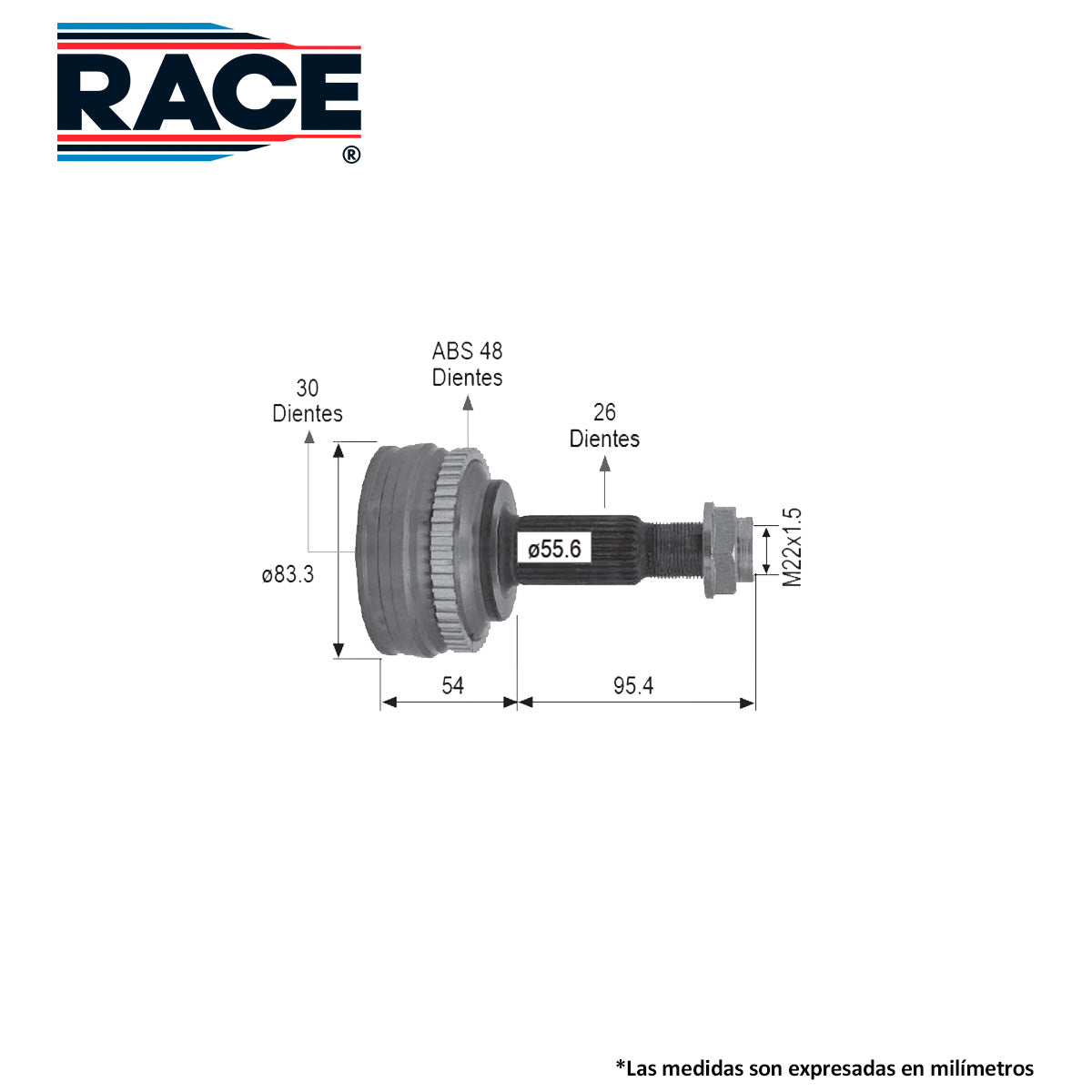 RR-9446 Junta Lado Rueda Transmisión Manual/Automática  Lado Derecho/Izquierdo para Toyota Corolla 2013 RACE