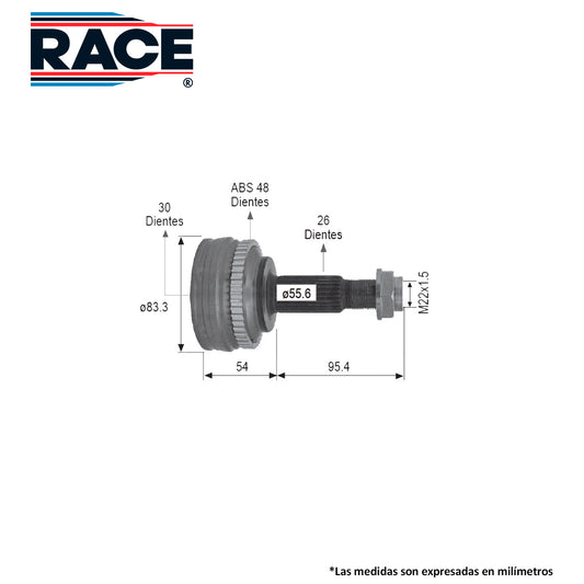 RR-9446 Junta Lado Rueda Transmisión Manual/Automática  Lado Derecho/Izquierdo para Toyota Corolla 2014 RACE
