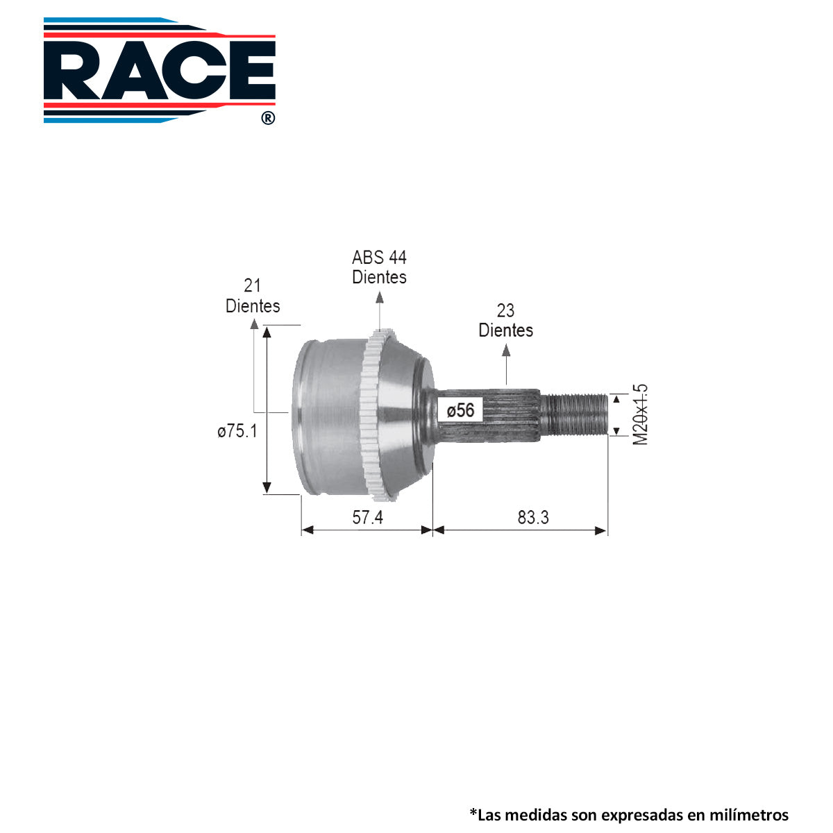 RR-9460 Junta Lado Rueda Transmisión Manual  Lado Derecho/Izquierdo para Renault Kangoo Express 2009 RACE