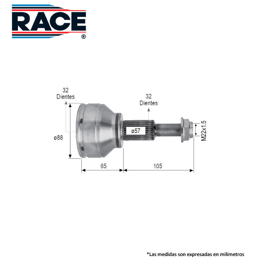 RR-9487 Junta Lado Rueda Transmisión Automática  Lado Derecho/Izquierdo I4 para Dodge Journey 2017 RACE