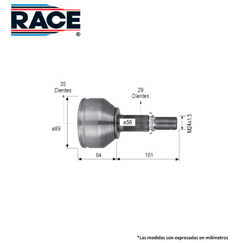 RR-9516 Junta Lado Rueda Transmisión Automática Lado Derecho/Izquierdo para Renault Koleos 2015 RACE
