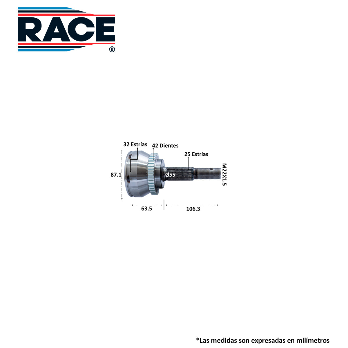 RR-9549 Junta Lado Rueda Transmisión Manual/Automática  Lado Derecho/Izquierdo para Nissan Sentra 2006 RACE