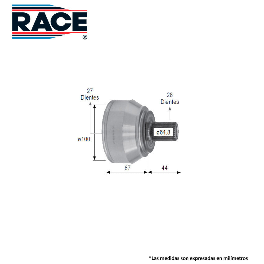 RR-9569 Junta Lado Rueda Transmisión Manual/Automática  Lado Derecho/Izquierdo para Volkswagen Amarok 2017 RACE