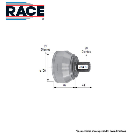 RR-9569 Junta Lado Rueda Transmisión Manual/Automática  Lado Derecho/Izquierdo para Volkswagen Amarok 2018 RACE