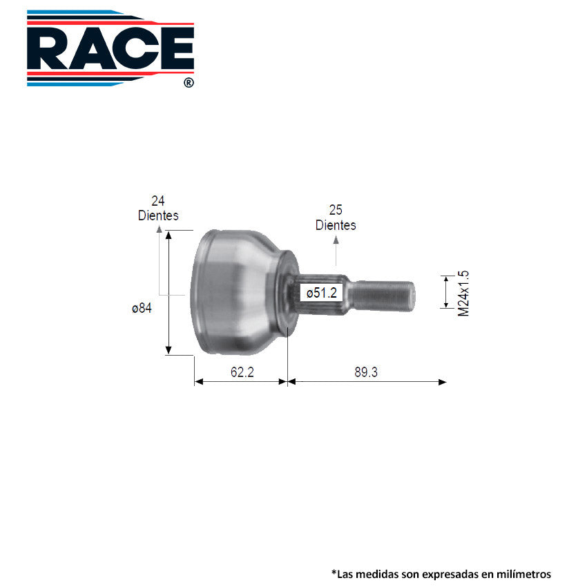 RR-9574 Junta Lado Rueda Transmisión Automática  Lado Derecho/Izquierdo para Ford Escape 2019 RACE