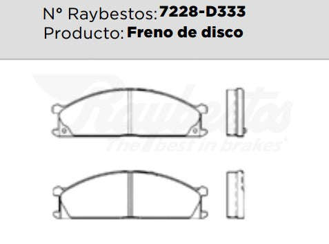 7228-D333 Balatas Semimetálicas Delanteras para Nissan NP300 2009 RAYBESTOS
