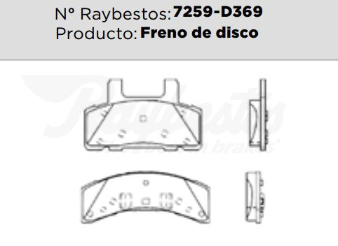 7259-D369 Balatas Semimetálicas Delanteras para Cadillac DeVille 1995 RAYBESTOS