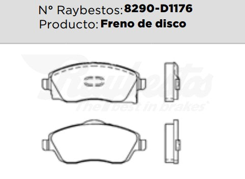 8290-D1176 Balatas Semimetálicas Delanteras para Chevrolet Corsa 2008 RAYBESTOS