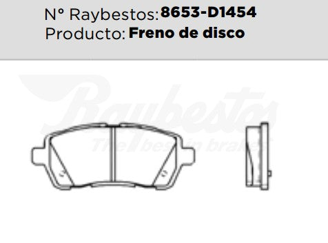 8653-D1454 Balatas Cerámicas Delanteras para Ford Fiesta 2012 RAYBESTOS