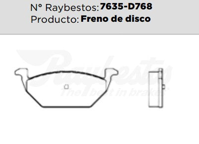 7635-D768 Balatas Semimetálicas Delanteras para Seat Cordoba 2009 RAYBESTOS