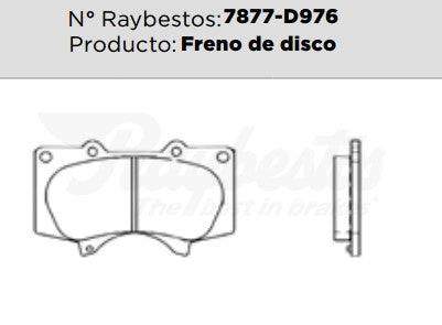 7877-D976 Balatas Cerámicas Delanteras para Toyota Hilux 2017 RAYBESTOS