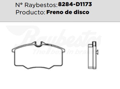 8284-D1173 Balatas Semimetálicas Delanteras para Volkswagen Pointer 2001 RAYBESTOS