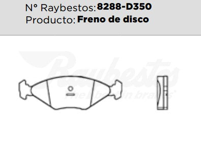 8288-D350 Balatas Semimetálicas Delanteras para Volkswagen Pointer 2004 RAYBESTOS