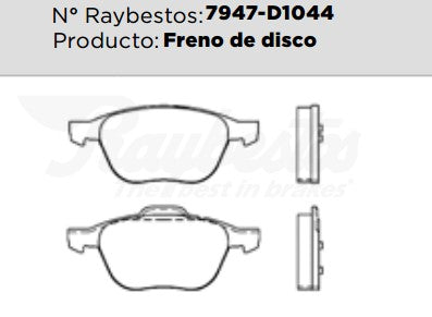 7947-D1044 Balatas Cerámicas Delanteras para Ford EcoSport 2018 RAYBESTOS