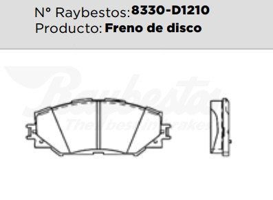 8330-D1210 Balatas Cerámicas Delanteras para Toyota Matrix 2009 RAYBESTOS