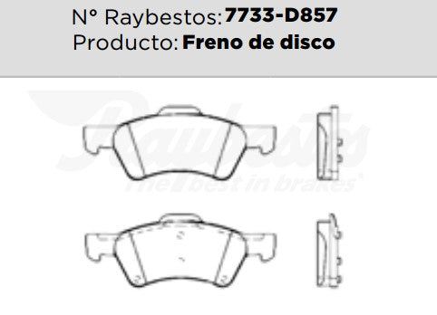 7733-D857 Balatas Semimetálicas Delanteras para Dodge Caravan 2004 RAYBESTOS