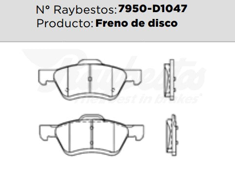 7950-D1047 Balatas Cerámicas Delanteras para Ford Escape 2007 RAYBESTOS