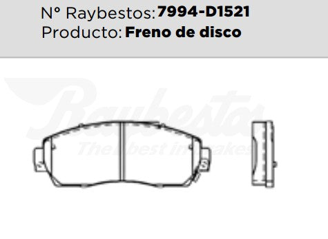 7994-D1521 Balatas Cerámicas Delanteras para Honda Odyssey 2009 RAYBESTOS