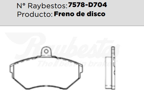 7578-D704 Balatas Semimetálicas Delanteras para Seat Leon 2002 RAYBESTOS