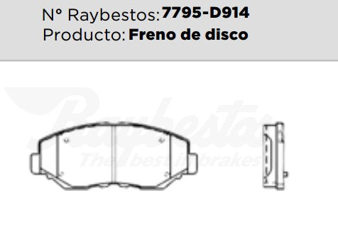 7795-D914 Balatas Cerámicas Delanteras para Honda Element 2011 RAYBESTOS