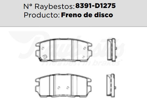 8391-D1275 Balatas Cerámicas Traseras para Chevrolet Captiva Sport 2011 RAYBESTOS