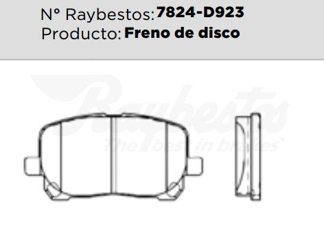 7824-D923 Balatas Cerámicas Delanteras para Pontiac Vibe 2003 RAYBESTOS