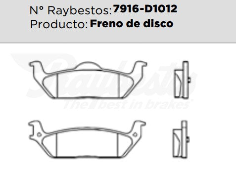 7916-D1012 Balatas Semimetálicas Traseras para Ford F-150 2004 RAYBESTOS