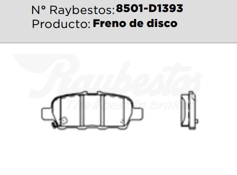 8501-D1393 Balatas Cerámicas Traseras para INFINITI EX35 2012 RAYBESTOS