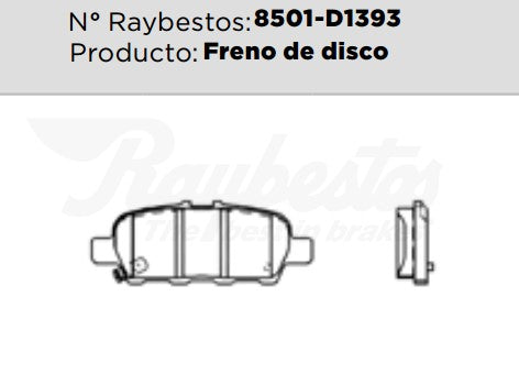 8501-D1393 Balatas Cerámicas Traseras para Nissan Juke 2012 RAYBESTOS
