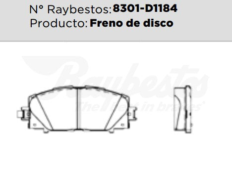8301-D1184 Balatas Cerámicas Delanteras para Toyota Prius C 2014 RAYBESTOS