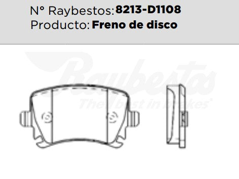 8213-D1108 Balatas Cerámicas Traseras para Audi R8 2011 RAYBESTOS