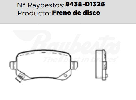 8438-D1326 Balatas Cerámicas Traseras para Volkswagen Routan 2010 RAYBESTOS