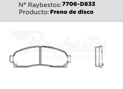 7706-D833 Balatas Cerámicas Delanteras para Mazda B2300 2006 RAYBESTOS