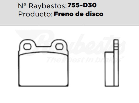755-D30 Balatas Semimetálicas Delanteras para Alfa Romeo Spider 1978 RAYBESTOS