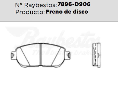 7896-D906 Balatas Cerámicas Delanteras para Toyota Solara 2006 RAYBESTOS