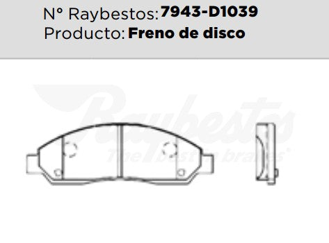 7943-D1039 Balatas Cerámicas Delanteras para Isuzu i-290 2008 RAYBESTOS